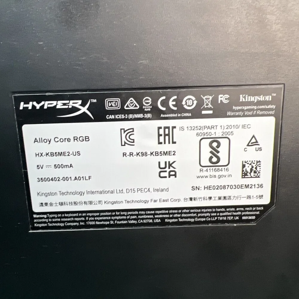 HyperX Alloy Core RGB Keyboard HX-KB5ME2-US